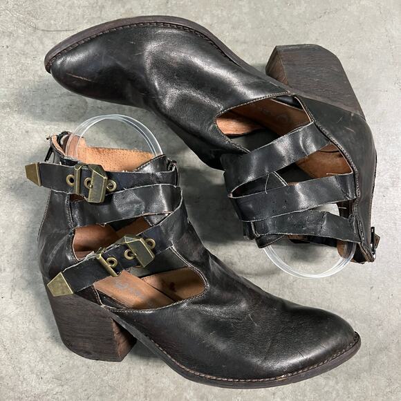 Jeffrey Campbell US 9.5 Everwell Ibiza Brown Leather Cutout Ankle Boots Shoes - Picture 3 of 13